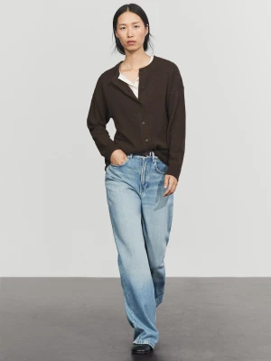 Dzianinowy Kardigan Oversize Ze 100% Kaszmiru - Czekoladowy - Massimo Dutti - Female