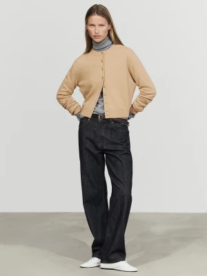 Dzianinowy Kardigan Z Guzikami - Wielbłądzi - Massimo Dutti - Female