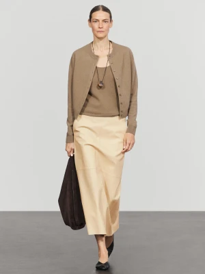 Dzianinowy Kardigan Z Guzikami - Zielonkawy - Massimo Dutti - Female