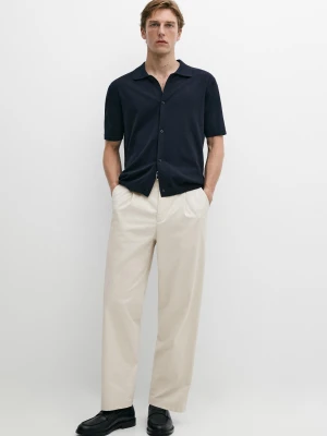 Dzianinowy Kardigan Z Krótkim Rękawem I Guzikami - Granatowy - Massimo Dutti - Male