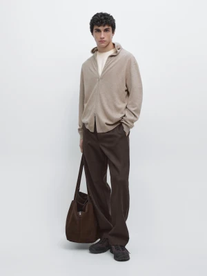 Dzianinowy Kardigan Z Mieszanki Wełny Z Kapturem - Norkowy - - Massimo Dutti - Mężczyzna