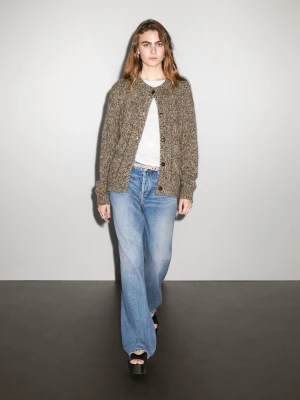 Dzianinowy Kardigan Z Muliny Ze 100% Kaszmiru - Norkowy - - Massimo Dutti - Kobieta
