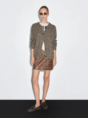 Dzianinowy Kardigan Z Muliny Ze 100% Kaszmiru - Norkowy - - Massimo Dutti - Kobieta