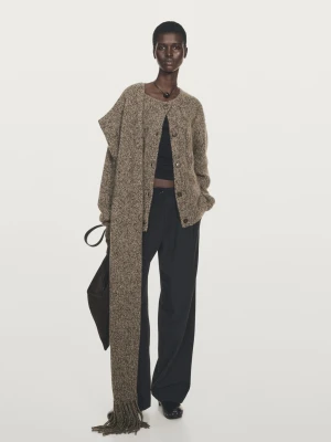 Dzianinowy Kardigan Z Muliny Z Kaszmiru - Norkowy - - Massimo Dutti - Kobieta