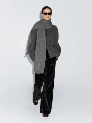 Dzianinowy Kardigan Z Ozdobnymi Guzikami - Szary - - Massimo Dutti - Kobieta