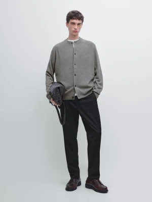 Dzianinowy Kardigan Z Rękawem Raglanowym - Szary Antracytowy - - Massimo Dutti - Mężczyzna