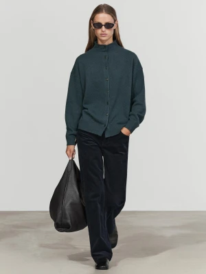 Dzianinowy Kardigan Ze 100% Kaszmiru - Pruski Błękit - Massimo Dutti - Female