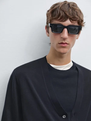 Dzianinowy Kardigan Ze 100% Wełny Merynosów - Granatowy - - Massimo Dutti - Mężczyzna