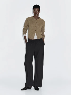 Dzianinowy Kardigan Ze 100% Wełny Z Rękawem Raglanowym - Jasnozielony - - Massimo Dutti - Kobieta