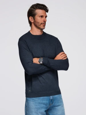 Dzianinowy męski półgolf z wiskozą – granatowy melanż V4 - Rozmiar: XL Ombre Clothing