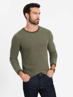Dzianinowy męski sweter w strukturalne kropki – oliwkowy V2 OM-SWSW-0118
 -                                    S Ombre