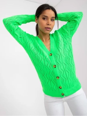 Dzianinowy sweter damski RUE PARIS fluo zielony