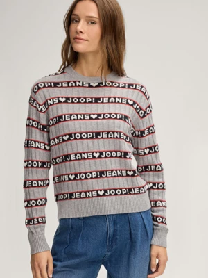 Dzianinowy sweter Karen w szaro-czerwony wzór Joop