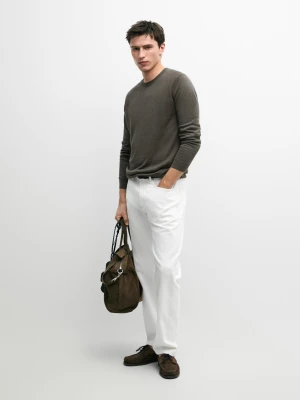 Zdjęcie produktu Sweter Dzianinowy Ze 100% Lnu Z Okrągłym Dekoltem - Proch - - Massimo Dutti - Mężczyzna