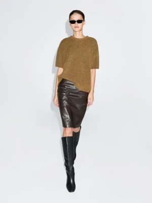 Dzianinowy Sweter Oversize Z Wełny I Wełny Z Alpaki - Zielono - - Massimo Dutti - Kobieta