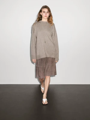 Dzianinowy Sweter Oversize Ze 100% Kaszmiru - Beżowy - - Massimo Dutti - Kobieta