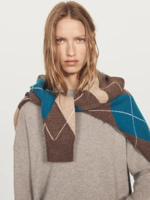 Dzianinowy Sweter Oversize Ze 100% Kaszmiru - Beżowy - - Massimo Dutti - Kobieta