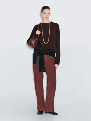 Dzianinowy Sweter Oversize Ze 100% Kaszmiru - Bordowy - - Massimo Dutti - Kobieta