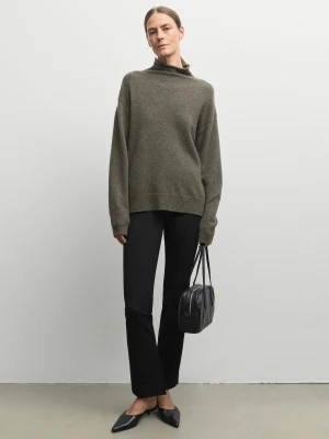 Dzianinowy Sweter Oversize Ze 100% Kaszmiru - Szarawozielony - Massimo Dutti - Female