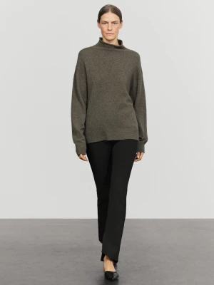 Dzianinowy Sweter Oversize Ze 100% Kaszmiru - Szarawozielony - Massimo Dutti - Female