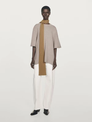 Dzianinowy Sweter Oversize Ze 100% Kaszmiru - Szarobrązowy - - Massimo Dutti - Kobieta
