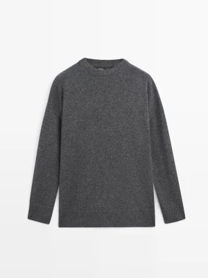 Dzianinowy Sweter Oversize Ze 100% Kaszmiru - Szary Antracytowy - Massimo Dutti - Female
