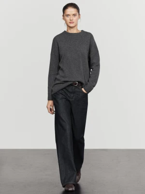 Dzianinowy Sweter Oversize Ze 100% Kaszmiru - Szary Antracytowy - Massimo Dutti - Female