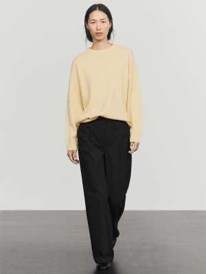 Dzianinowy Sweter Oversize Ze 100% Kaszmiru - Waniliowy - Massimo Dutti - Female
