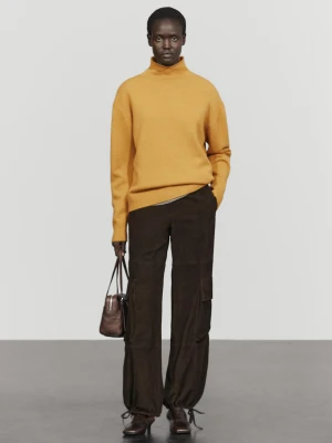 Dzianinowy Sweter Oversize Ze 100% Kaszmiru - Żółty Musztardowy - Massimo Dutti - Female