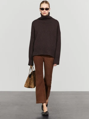 Sweter Oversize Z Wełny - Brązowy - Massimo Dutti - Female