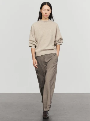 Dzianinowy Sweter Oversize Ze 100% Wełny - Popielaty - Massimo Dutti - Female