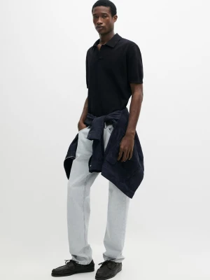Zdjęcie produktu Dzianinowy Sweter Polo Ze 100% Bawełny - Granatowy - - Massimo Dutti - Mężczyzna