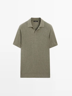 Zdjęcie produktu Dzianinowy Sweter Polo Ze 100% Bawełny - Zielony - - Massimo Dutti - Mężczyzna