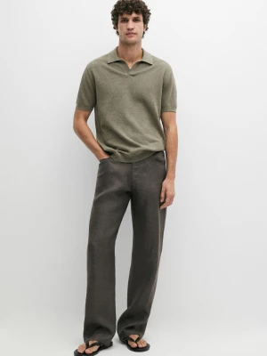 Zdjęcie produktu Dzianinowy Sweter Polo Ze 100% Bawełny - Zielony - - Massimo Dutti - Mężczyzna