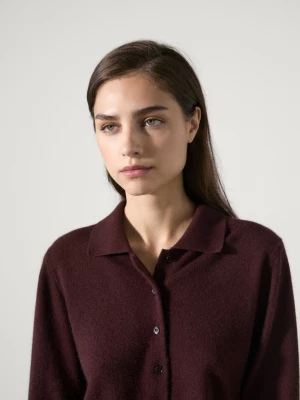 Dzianinowy Sweter Polo Ze 100% Kaszmiru - Bordowy - - Massimo Dutti - Kobieta