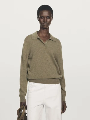 Dzianinowy Sweter Polo Ze 100% Kaszmiru - Ziel Pop - - Massimo Dutti - Kobieta