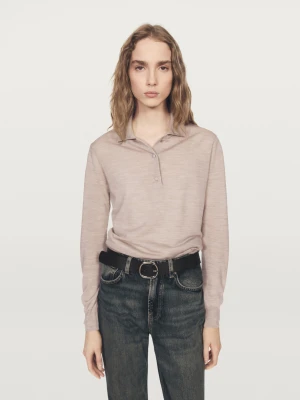 Sweter Polo Z Wełnianej Dzianiny - Wielbłądzi - - Massimo Dutti - Kobieta