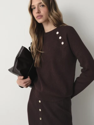 Dzianinowy sweter w czekoladowym odcieniu brązu Greenpoint brązowy