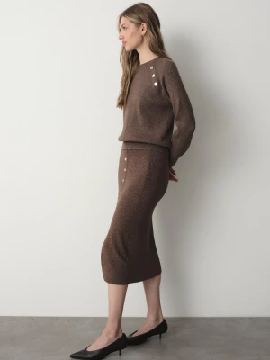 Dzianinowy sweter w kawowym odcieniu brązu Greenpoint brązowy