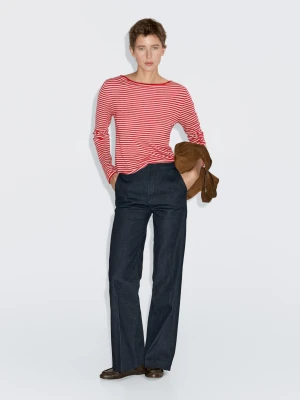Dzianinowy Sweter W Paski Z Długim Rękawem - Czerwony - - Massimo Dutti - Kobieta