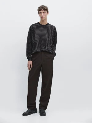 Zdjęcie produktu Sweter Z Dzianiny W Paski Z Długim Rękawem - Granatowy - - Massimo Dutti - Mężczyzna