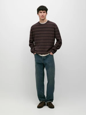 Zdjęcie produktu Dzianinowy Sweter W Paski Z Okrągłym Dekoltem - Brązowy - - Massimo Dutti - Mężczyzna