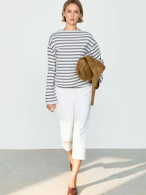 Dzianinowy Sweter W Paski Ze 100% Bawełny - Szary Pop - Massimo Dutti - Female