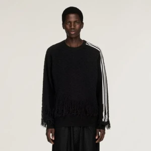 DZIANINOWY SWETER Y-3 Z 3 PASKAMI I FRĘDZLAMI Adidas czarny
