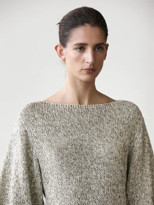 Dzianinowy Sweter 100% Bawełna - Jasnoszary - - Massimo Dutti - Kobieta