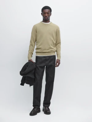 Zdjęcie produktu Dzianinowy Sweter Z Okrągłym Dekoltem Z Bawełny I Wełny - Jasnozielony - - Massimo Dutti - Mężczyzna