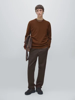 Zdjęcie produktu Dzianinowy Sweter Z Okrągłym Dekoltem Z Bawełny I Wełny - Multicolor - - Massimo Dutti - Mężczyzna