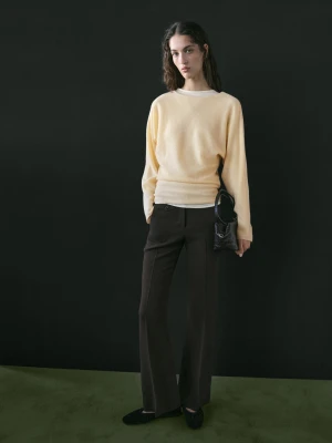 Dzianinowy Sweter Z Dekoltem Łódką - Waniliowy - - Massimo Dutti - Kobieta