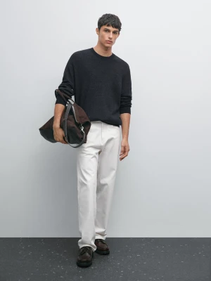 Dzianinowy Sweter Z Efektem Denimu - Granatowy - - Massimo Dutti - Mężczyzna