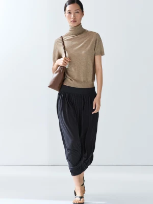 Dzianinowy Sweter Z Golfem - Beżowy Pop - Massimo Dutti - Female